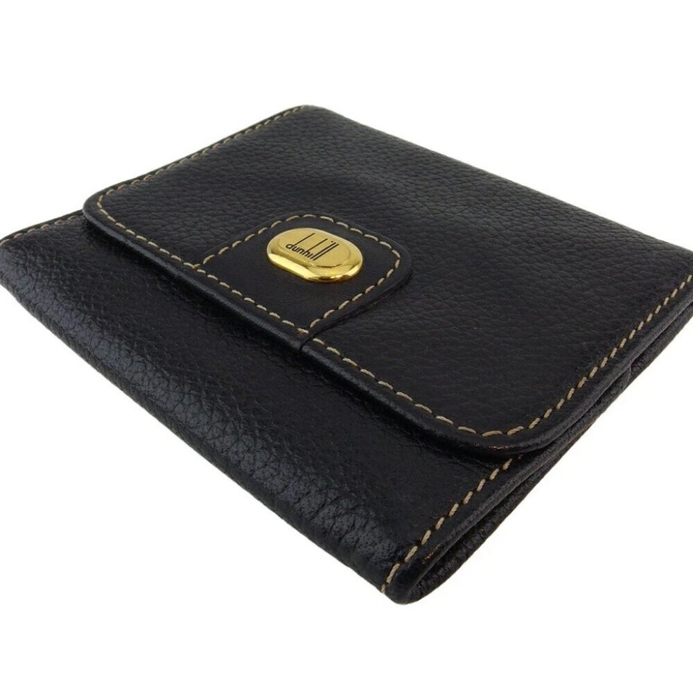 Dunhill Coin case Black gold Women Authentic secondhand